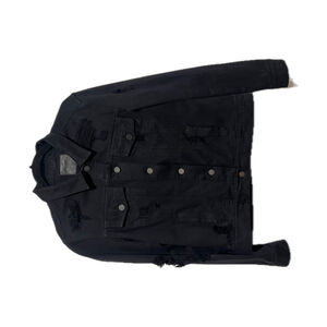 Paige Black Denim Jacket with Distressed Detailing